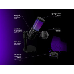 LORGAR mikrofon SMP40, RGB a externím mute tlačítkem, Černý