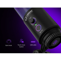 LORGAR mikrofon SMP40, RGB a externím mute tlačítkem, Černý