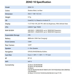BLACKVIEW Zeno 10 5G SET 8GB/256GB 11",BLACK,IPS 1920x1080,Unisoc T765 Octa 2.3GHz,13MP/16MP camera,8800mAh,Andr 15