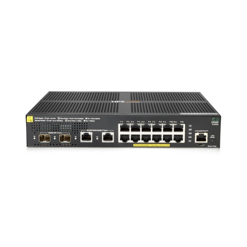 HPE NW Switch 2930F 12G PoE+ 2G/2SFP+ 139W