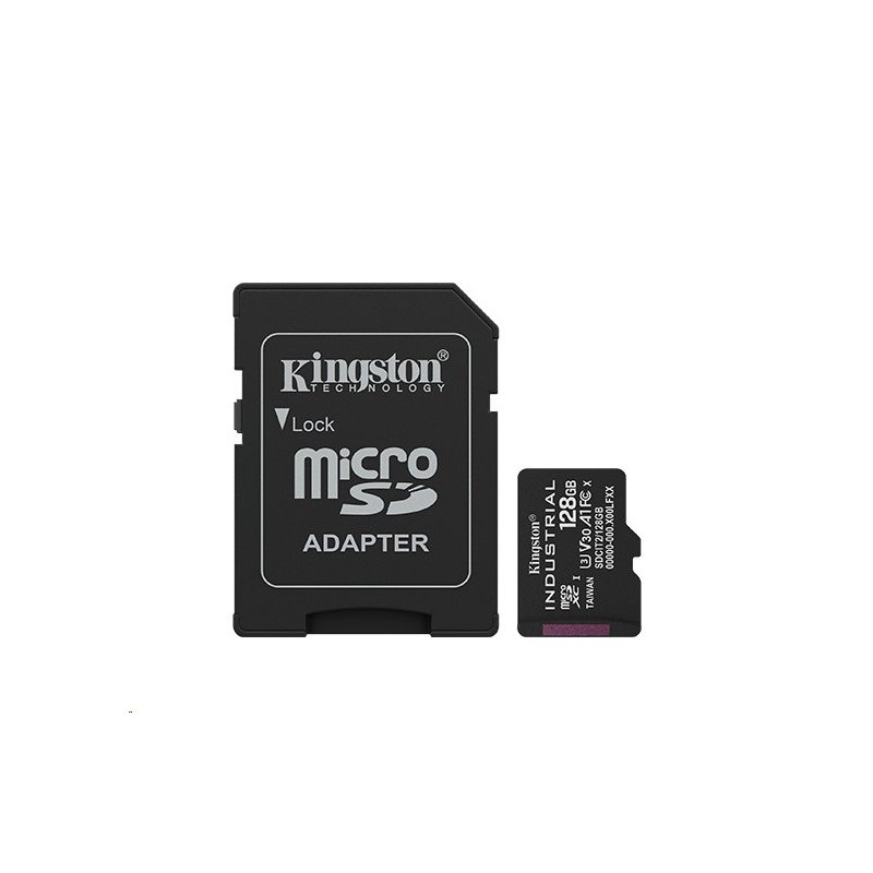 Kingston paměťová karta 128GB Industriální micro SDXC UHS-I C10 (čtení/zápis: 100/80MB/s) + SD adaptér
