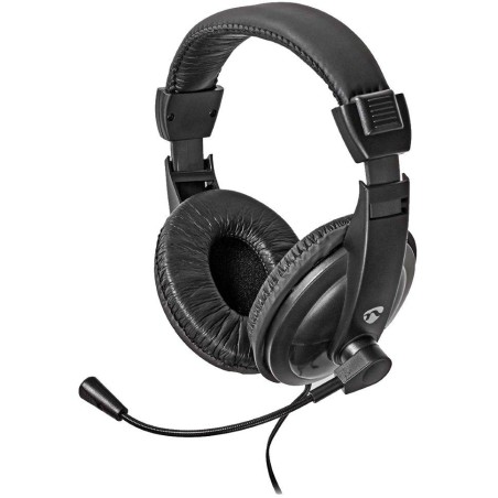 NEDIS headset CHST210BK/ drátová sluchátka + mikrofon/ 1x 3.5 mm jack/ 2x 3.5 mm jack/ kabel 1,8 m/ černý