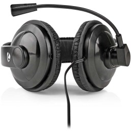 NEDIS headset CHST210BK/ drátová sluchátka + mikrofon/ 1x 3.5 mm jack/ 2x 3.5 mm jack/ kabel 1,8 m/ černý