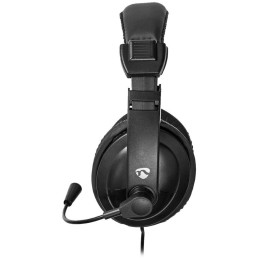 NEDIS headset CHST210BK/ drátová sluchátka + mikrofon/ 1x 3.5 mm jack/ 2x 3.5 mm jack/ kabel 1,8 m/ černý