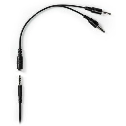 NEDIS headset CHST210BK/ drátová sluchátka + mikrofon/ 1x 3.5 mm jack/ 2x 3.5 mm jack/ kabel 1,8 m/ černý