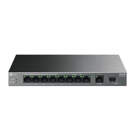 TP-link LS1210GP Switch 9G, 1SFP, 8x PoE+ (61W),  kovový, Desktop