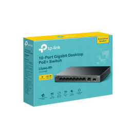 TP-link LS1210GP Switch 9G, 1SFP, 8x PoE+ (61W),  kovový, Desktop
