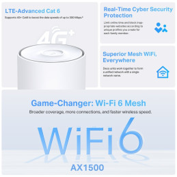 TP-link Deco X10-4G Dual-Band Wi-Fi 6 Mesh Router AX1500, int., 3x1G, 1ks