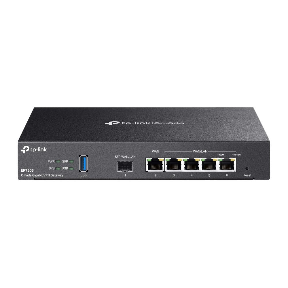 TP-link ER7206 Omada Gigabit VPN Router 1SFP WAN/LAN, 1G WAN, 4G LAN, 1x USB 3.0