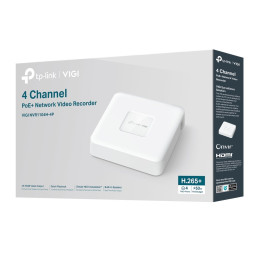 TP-link VIGI NVR1104H-4P PoE NVR, 4 kanály, H.265+, 80Mbps, 4PoE+ (53W), 1xSATA (10TB), Audio, 2xUSB 2.0, HDMI, VGA