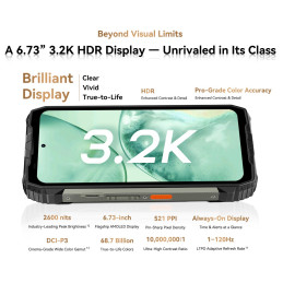 BLACKVIEW Rugged XPLORE 2 Black,6.73" AMOLED 3200x1440 120Hz 12/256Gb MT 8300 Octa-Core 3.35GHz,50+20MP,Night Vision