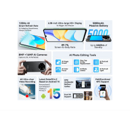 BLACKVIEW SHARK 6 5G 6.88" BLACK,FHD 1640x720,4+128GB,T8100 octa-core up to 2.2GHz,13MP/8MP&16+2MP,5000mAh,Android 15