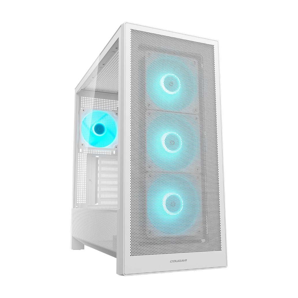 COUGAR PC skříň MX230 White RGB Mid Tower Mesh Front Panel 4 x 120mm ARGB Fans TG Left Panel