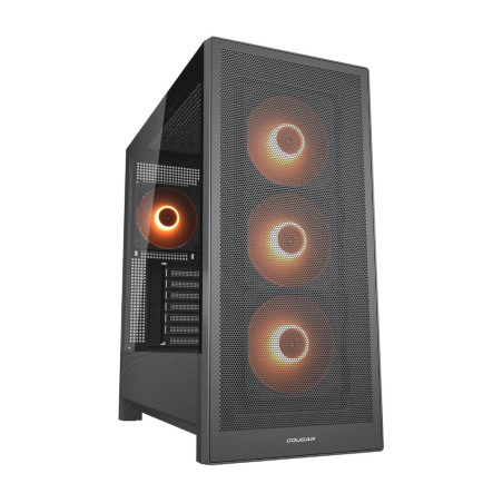 COUGAR PC skříň MX230 Black RGB Mid Tower Mesh Front Panel 4 x 120mm ARGB Fans TG Left Panel