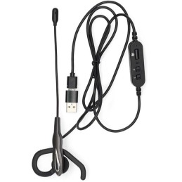 NEDIS headset/ PC sluchátka + mikrofon/ do uší/ Mono/ 96 dB/ USB-C/ USB-A/ černo-šedé