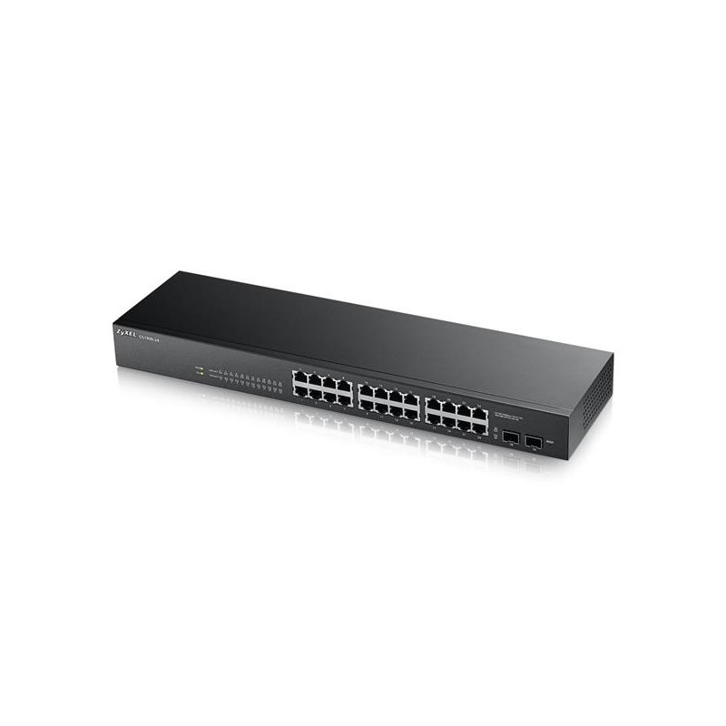 ZyXEL GS1900-24, 24p (24Gigabit RJ45 + 2 SFP), IPv6, WebManaged, Fanless (green), Rackmount