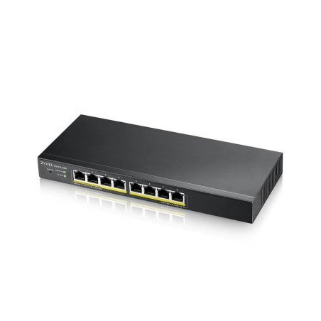 ZyXEL GS1915-8EP, 8-port GbE PoE Smart hybrid mode Switch, standalone or NebulaFlex Cloud, 60 Watt 802.3at, desktop, fan