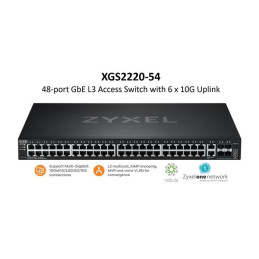 ZyXEL XGS2220-54, L3 Access Switch, 24x1G RJ45 2x10mG RJ45, 4x10G SFP+ Uplink, incl. 1 yr NebulaFlex Pro