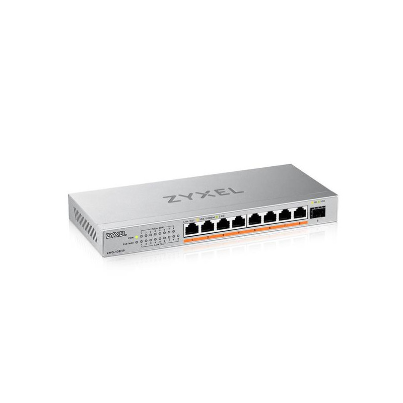 Zyxel XMG-108HP 8 Ports 2,5G + 1 SFP+, 8 ports 100W total PoE++ Desktop MultiGig unmanaged Switch