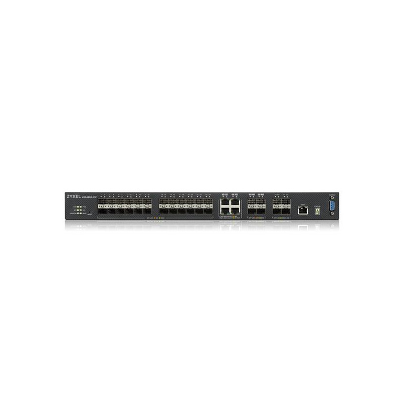 Zyxel XGS4600-32F L3 Managed Switch, 24 port Gig SFP, 4 dual pers.  and 4x 10G SFP+, stackable, dual PSU