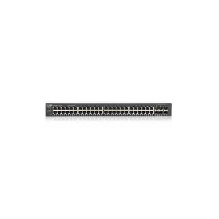 Zyxel GS1920-48v2, 48 Port Smart Managed Switch 48x Gigabit Copper and 4x Gigabit dual pers., hybrid mode, standalone or