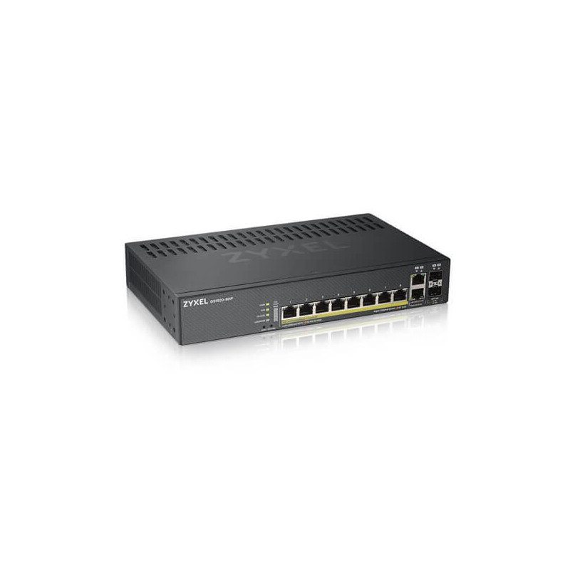 Zyxel GS1920-8HPv2, 10 Port Smart Managed Switch 8x Gigabit Copper and 2x Gigabit dual pers., hybrid mode, standalone or