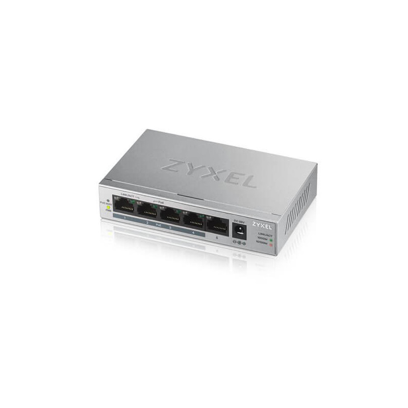 Zyxel GS1005-HP, 5 Port Gigabit PoE+ unmanaged desktop Switch, 4 x PoE, 60 Watt