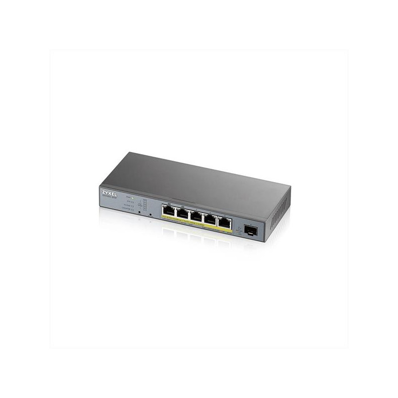 Zyxel GS1350-6HP, 6 Port managed CCTV PoE switch, long range, 60W, 802.3BT