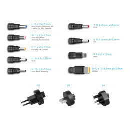 AVACOM QuickTIP 45W - univerzální adaptér pro notebooky + 9 konektorů