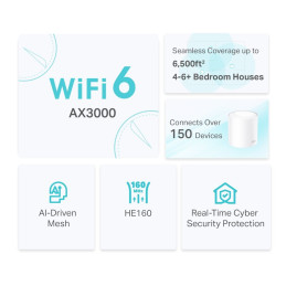 TP-link Deco X50 Dual-Band Wi-Fi 6 Mesh System AX3000, 2 int., 3x1G, 3ks