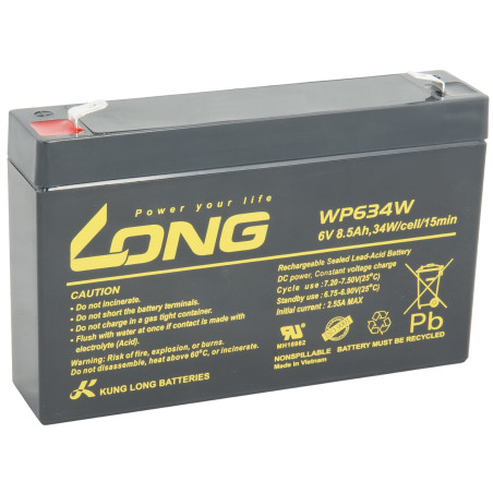 LONG baterie 6V 8,5Ah F2 HighRate (WP634W)