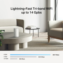 TP-link Deco BE68 Tri-Band Wi-Fi 7 Mesh System BE14000, 8 int., 1x10G, 1x2.5G, 1x1G, 1×USB-A 3.0, 1ks