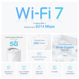 TP-link Deco BE65-5G Tri-Band Wi-Fi 7 Mesh Router BE9300, int., 3x2.5G, 1ks