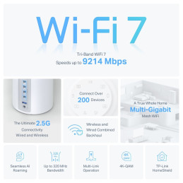 TP-link Deco BE65 Tri-Band Wi-Fi 7 Mesh System BE9300, 4 int., 4x2.5G, 1×USB-A 3.0, 2ks