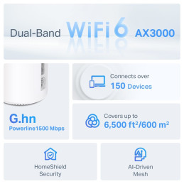 TP-link Deco PX50 Powerline Wi-Fi 6 Mesh System AX3000, 2 int., 3x1G, 2ks