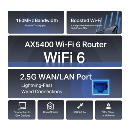 TP-link Archer AX72 Pro Dual-Band Wi-Fi 6 Router AX5400, 6 ext., 1x2.5G, 4x1G, 1×USB-A 3.0