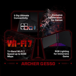 TP-link Archer GE550 Tri-Band Wi-Fi 7 Gaming Router BE9300, 4 int., 2x5G, 3x2.5G, 1×USB-A 3.0