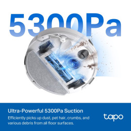 TP-link Tapo RV30 Max White robotický vysavač a mop, 5300Pa, LiDAR + IMU duální navigace, bílá