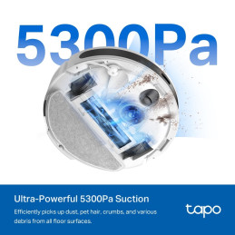 TP-link Tapo RV20 Max White robotický vysavač a mop, 5300Pa, MagSlim LiDAR, ultra tenký profil 8,3 cm, bílá