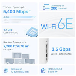 TP-link Deco XE75 Pro Tri-Band Wi-Fi 6E Mesh System AXE5400, 4 int.,1x2.5G, 2x1G, 3ks