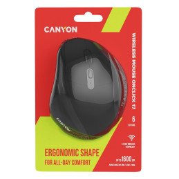 CANYON mouse OnClick 17 Ergonomic 6 buttons 1600DPI Wireless Black