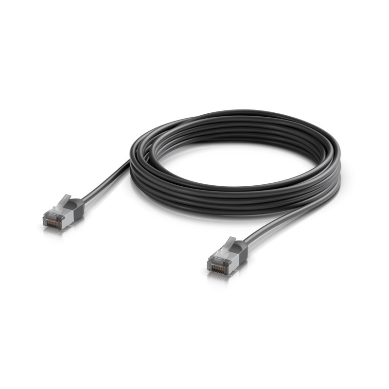 Ubiquiti UniFi Venkovní patch kabel C6A, ultra tenký a odolný stíněný kabel pro 10 GbE, 5m, Černá
