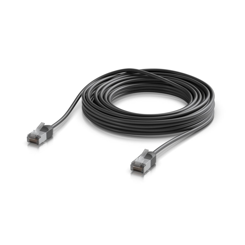 Ubiquiti UniFi Venkovní patch kabel C6A, ultra tenký a odolný stíněný kabel pro 10 GbE, 8m, Černá