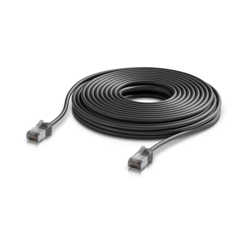 Ubiquiti UniFi Venkovní patch kabel C6A, ultra tenký a odolný stíněný kabel pro 10 GbE, 12m, Černá