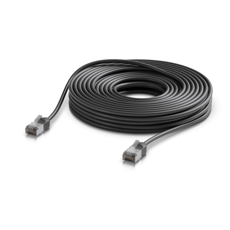 Ubiquiti UniFi Venkovní patch kabel C6A, ultra tenký a odolný stíněný kabel pro 10 GbE, 15m, Černá