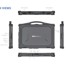 ONERugged N15A 15.6" rugged notebook, I5+16G+512G, 1920x1080, 1000cd/m2, Win11 Pro bez licence
