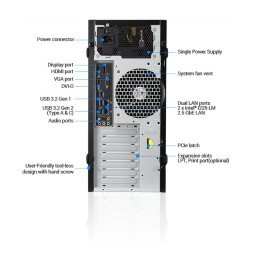 WS ASUS EC E500 G9, LGA1700, 4xDDR5, 4xPCIe, 1x2.5"/3x3.5", 3xM.2, 2x2.5Gb LAN, 750W, Tower 3U