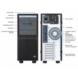 WS ASUS EC Pro ET500I W8, LGA1851, 4xDDR5, 3xPCIe, 4x2.5"/3.5", 3xM.2, 2x2.5Gb LAN, 750W, Tower 3U