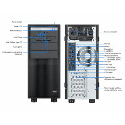 WS ASUS EC Pro ET500A B8, AM5, 4xDDR5, 2xPCIe, 4x2.5"/3.5", 2xM.2, 2x2.5Gb LAN, 750W, Tower 3U