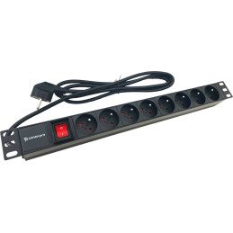 Conexpro 19" rozvodný panel 8x 230V FR, 16A, 1.4m, černý